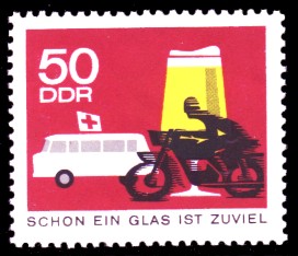 50 Pf Briefmarke: Straßenverkehr, kein Alkohol