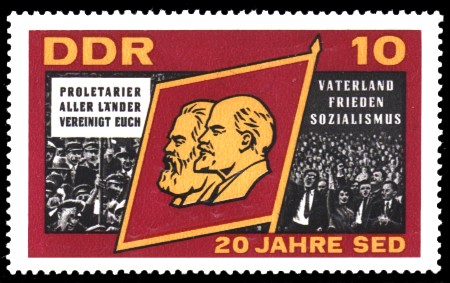 10 Pf Briefmarke: 20 Jahre SED
