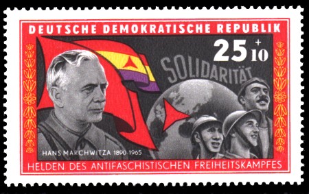 25 + 10 Pf Briefmarke: Helden des antifaschistischen Freiheitskampfes, Hans Marchwitza 25 + 10 Pf Briefmarke: Helden des antifaschistischen Freiheitskampfes, Hans Marchwitza