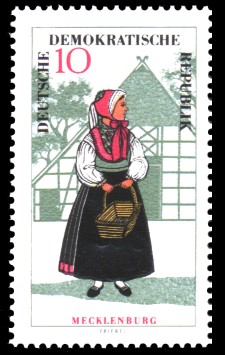 10 Pf Briefmarke: Volkstrachten in der DDR 10 Pf Briefmarke: Volkstrachten in der DDR