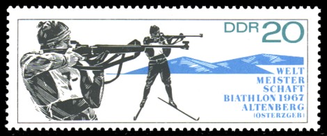 20 Pf Briefmarke: Biathlon - Weltmeisterschaften 20 Pf Briefmarke: Biathlon - Weltmeisterschaften