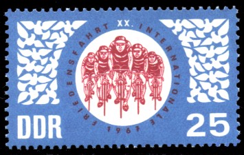 25 Pf Briefmarke: 20. Internationale Friedensfahrt 25 Pf Briefmarke: 20. Internationale Friedensfahrt