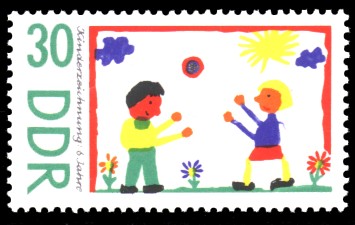 30 Pf Briefmarke: Kinderzeichnungen, Kinder 30 Pf Briefmarke: Kinderzeichnungen, Kinder