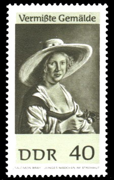 40 Pf Briefmarke: Vermißte Gemälde, Junges Mädchen im Strohhut 40 Pf Briefmarke: Vermißte Gemälde, Junges Mädchen im Strohhut