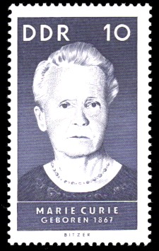 10 Pf Briefmarke: Bedeutende Persönlichkeiten, Marie Curie 10 Pf Briefmarke: Bedeutende Persönlichkeiten, Marie Curie