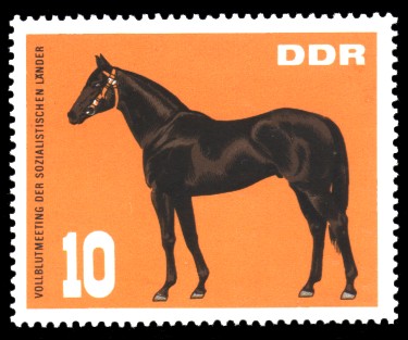 10 Pf Briefmarke: Vollblutmeeting der sozialistischen Länder 10 Pf Briefmarke: Vollblutmeeting der sozialistischen Länder