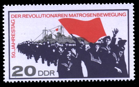 20 Pf Briefmarke: 50. Jahrestag der revolutionären Matrosenbewegung