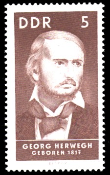 5 Pf Briefmarke: Bedeutende Persönlichkeiten, Georg Herwegh