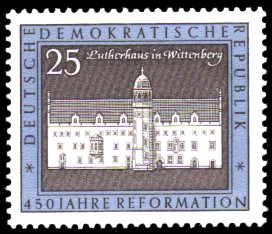 25 Pf Briefmarke: 450 Jahre Reformation 25 Pf Briefmarke: 450 Jahre Reformation