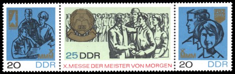20Pf-25Pf-20Pf Briefmarke: Dreierstreifen - X. MMM