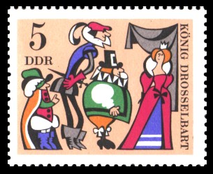 5 Pf Briefmarke: Deutsche Märchen, König Drosselbart 5 Pf Briefmarke: Deutsche Märchen, König Drosselbart
