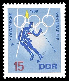 15 Pf Briefmarke: X. Olympische Winterspiele 1968, Skislalom