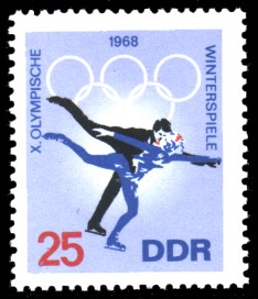 25 Pf Briefmarke: X. Olympische Winterspiele 1968, Eiskunstlauf 25 Pf Briefmarke: X. Olympische Winterspiele 1968, Eiskunstlauf