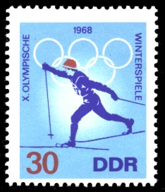30 Pf Briefmarke: X. Olympische Winterspiele 1968, Skilanglauf 30 Pf Briefmarke: X. Olympische Winterspiele 1968, Skilanglauf
