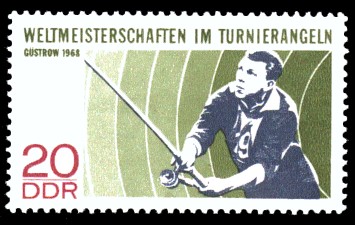 20 Pf Briefmarke: Weltmeisterschaften im Tunierangeln 20 Pf Briefmarke: Weltmeisterschaften im Tunierangeln