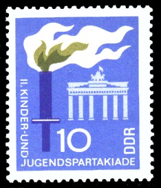 10 Pf Briefmarke: II. Kinder- und Jugendspartakiade