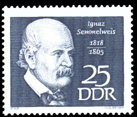 25 Pf Briefmarke: Bedeutende Persönlichkeiten, Ignaz Semmelweis 25 Pf Briefmarke: Bedeutende Persönlichkeiten, Ignaz Semmelweis