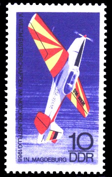10 Pf Briefmarke: V. Motorkunstflugweltmeisterschaften 10 Pf Briefmarke: V. Motorkunstflugweltmeisterschaften