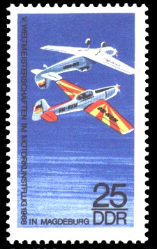25 Pf Briefmarke: V. Motorkunstflugweltmeisterschaften