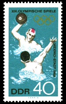 40 Pf Briefmarke: XIX. Olympische Sommerspiele, Wasserball 40 Pf Briefmarke: XIX. Olympische Sommerspiele, Wasserball
