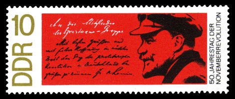 10 Pf Briefmarke: 50 Jahre Novemberrevolution 1918