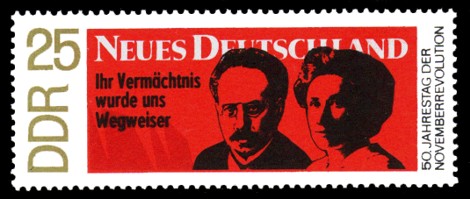 25 Pf Briefmarke: 50 Jahre Novemberrevolution 1918