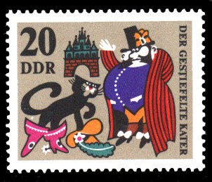 20 Pf Briefmarke: Märchen Der gestiefelte Kater