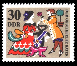 30 Pf Briefmarke: Märchen Der gestiefelte Kater