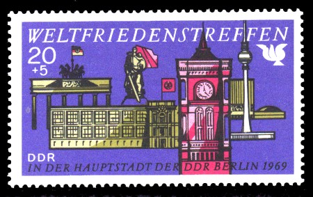 20 + 5 Pf Briefmarke: Weltfriedenstreffen in Berlin