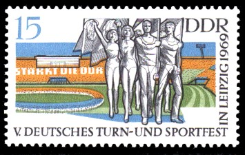 15 Pf Briefmarke: V. Turn- und Sportfest in Leipzig