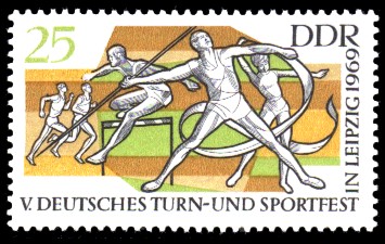 25 Pf Briefmarke: V. Turn- und Sportfest in Leipzig