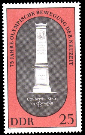25 Pf Briefmarke: 75 Jahre Olympische Bewegung der Neuzeit 25 Pf Briefmarke: 75 Jahre Olympische Bewegung der Neuzeit