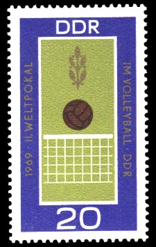 20 Pf Briefmarke: Weltmeisterschaften im Volleyball in Potsdam 20 Pf Briefmarke: Weltmeisterschaften im Volleyball in Potsdam