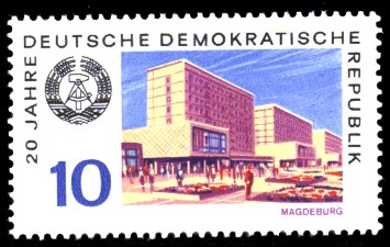 10 Pf Briefmarke: 20 Jahre DDR, Magdeburg 10 Pf Briefmarke: 20 Jahre DDR, Magdeburg