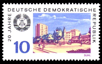 10 Pf Briefmarke: 20 Jahre DDR, Suhl