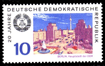 10 Pf Briefmarke: 20 Jahre DDR, Berlin 10 Pf Briefmarke: 20 Jahre DDR, Berlin