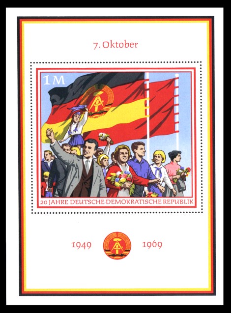 1 M Briefmarke: Block - 7.Oktober / 20 Jahre DDR