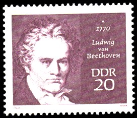 20 Pf Briefmarke: Bedeutende Persönlichkeiten, Ludwig van Beethoven 20 Pf Briefmarke: Bedeutende Persönlichkeiten, Ludwig van Beethoven