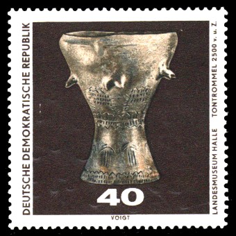 40 Pf Briefmarke: Archäologische Funde, Tontrommel 40 Pf Briefmarke: Archäologische Funde, Tontrommel