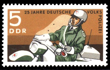 5 Pf Briefmarke: 25 Jahre Deutsche Volkspolizei 5 Pf Briefmarke: 25 Jahre Deutsche Volkspolizei