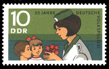 10 Pf Briefmarke: 25 Jahre Deutsche Volkspolizei