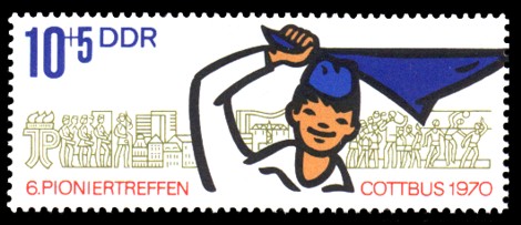 10 + 5 Pf Briefmarke: VI. Pioniertreffen 10 + 5 Pf Briefmarke: VI. Pioniertreffen