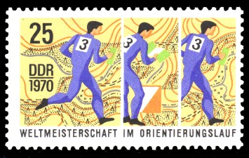 25 Pf Briefmarke: Weltmeisterschaften im Orientierungslauf