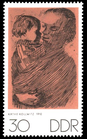 30 Pf Briefmarke: Zum Gedenken an K.Kollwitz, E.Barlach und O.Nagel 30 Pf Briefmarke: Zum Gedenken an K.Kollwitz, E.Barlach und O.Nagel