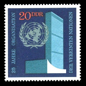 20 Pf Briefmarke: 25 Jahre Vereinte Nationen, UNO 20 Pf Briefmarke: 25 Jahre Vereinte Nationen, UNO