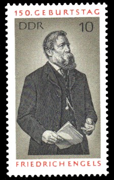10 Pf Briefmarke: 150. Geburtstag Friedrich Engels 10 Pf Briefmarke: 150. Geburtstag Friedrich Engels