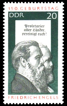 20 Pf Briefmarke: 150. Geburtstag Friedrich Engels 20 Pf Briefmarke: 150. Geburtstag Friedrich Engels