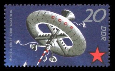 20 Pf Briefmarke: 10 Jahre sowjetischer Raumflug, Orbitalstation