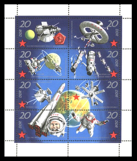  Briefmarke: Kleinbogen: 10 Jahre sowjetischer Raumflug