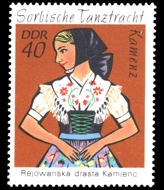 40 Pf Briefmarke: Sorbische Tanztrachten, Kamenz